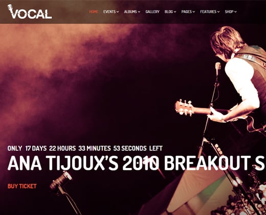 vocal events wordpress theme music