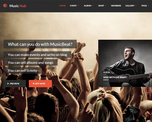 musichub wordpress club party theme