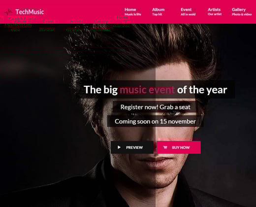 tech music club band party wordpress theme