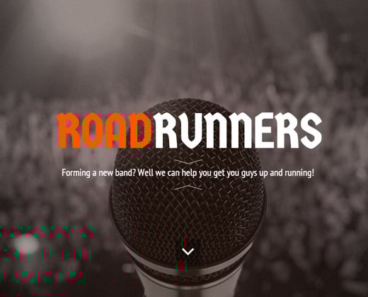 roadrunners one page music wordpress theme