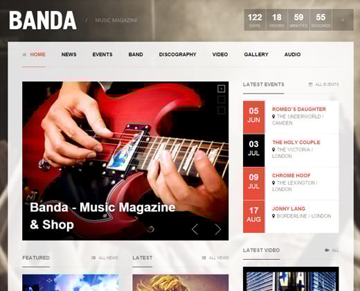 banda wordpress music magazine theme