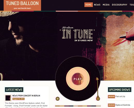 tuned balloon music colorful wordpress theme