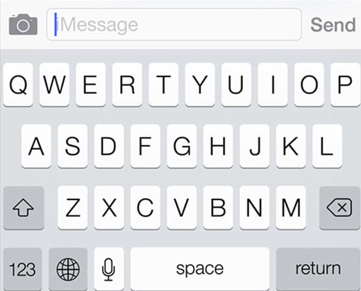 ios8 keyboard small camera icon