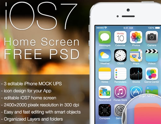 ios7 flat home screen icons psd freebie
