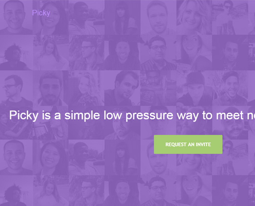 picky homepage design purple