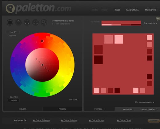 paletton color scheme webapp