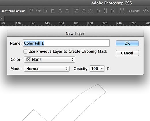 creating new fill layer name dialog window