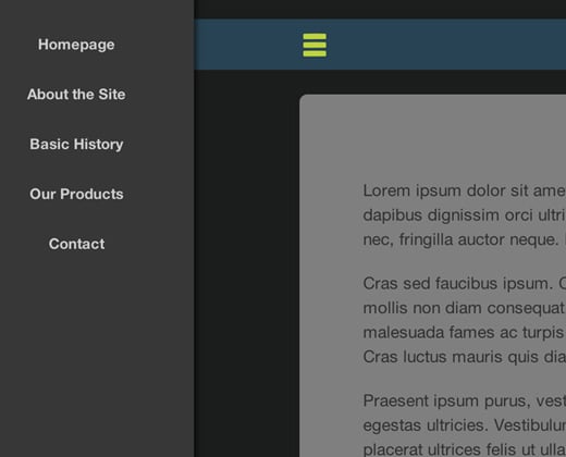 responsive css jquery sliding drawer tutorial