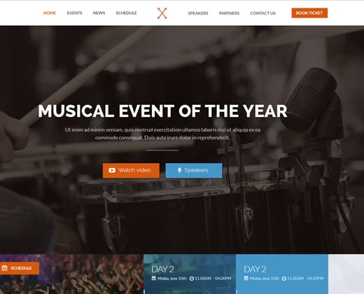 music event landing page website design