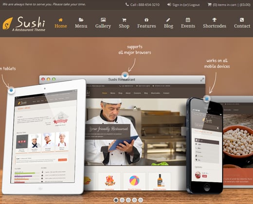 sushi restaurant responsive theme wordpress