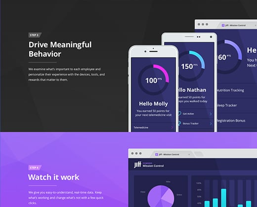 jiff black blue purple landing page