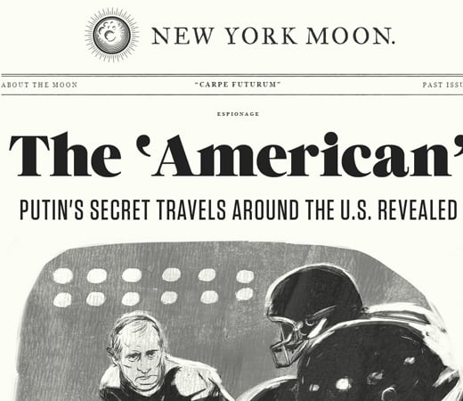 new york moon retro newspaper website layout
