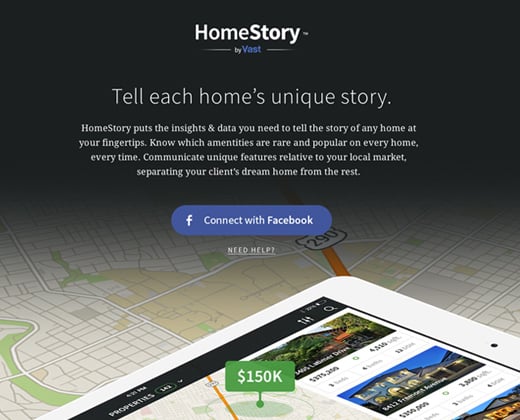 homestory landing page design