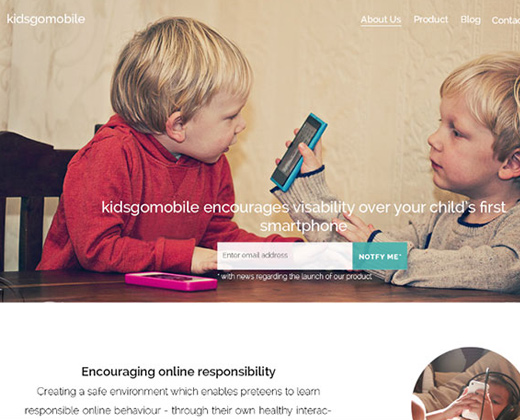 kids go mobile app landing page