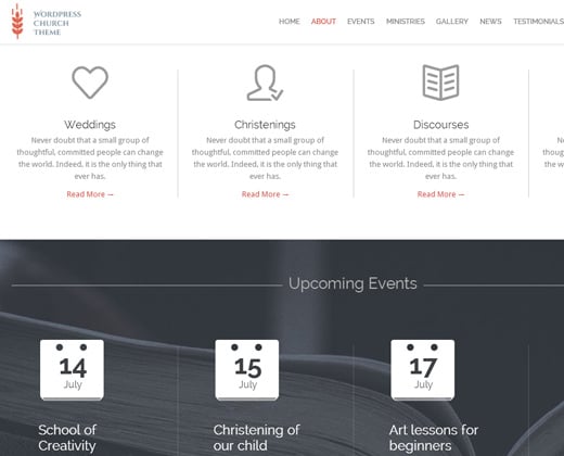 church and events responsive wordpress theme