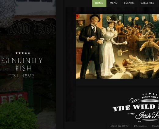 wild rover irish pub wordpress theme