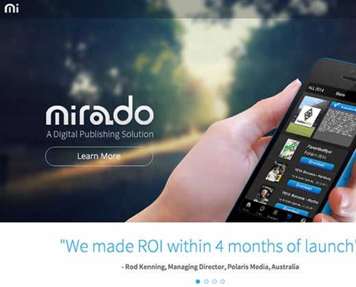 mirado landing page website design