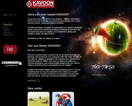 kavoon dark portfolio website layout