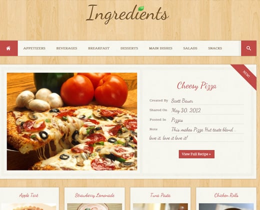 ingredients wordpress recipe design fresh theme