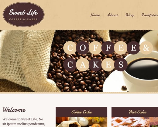 sweet life cafe restaurant wordpress theme