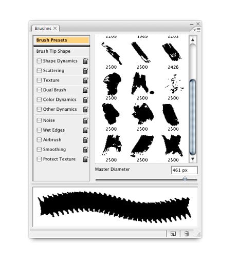 Brushes palette