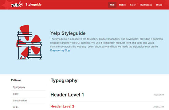 yelp style guide screenshot