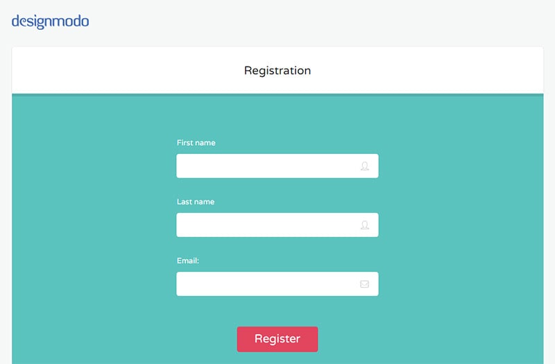 designmodo registration page