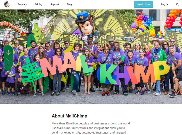 mailchimp about us page