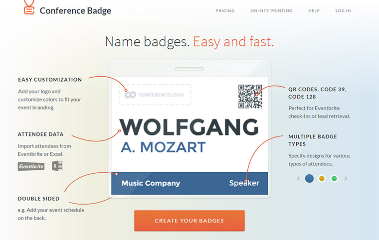 conference badge website