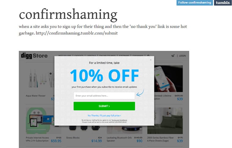confirm shaming blog