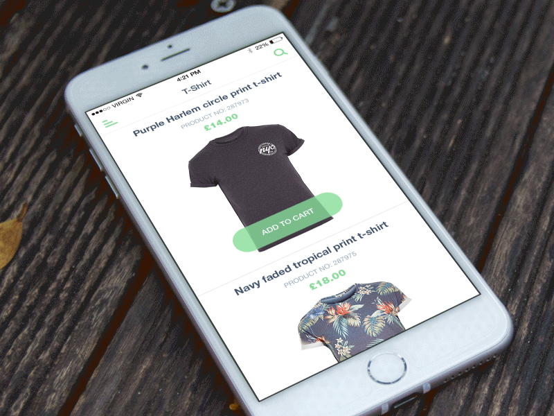 tshirt search filter app ui