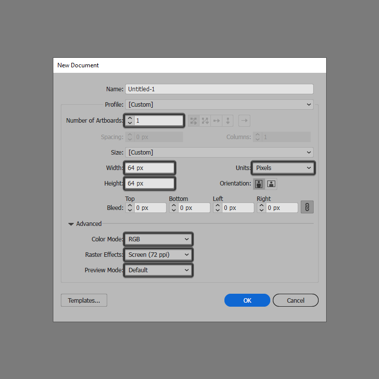 Creating the new document