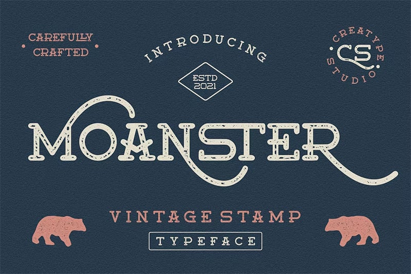 Moanster Vintage Stamp Font