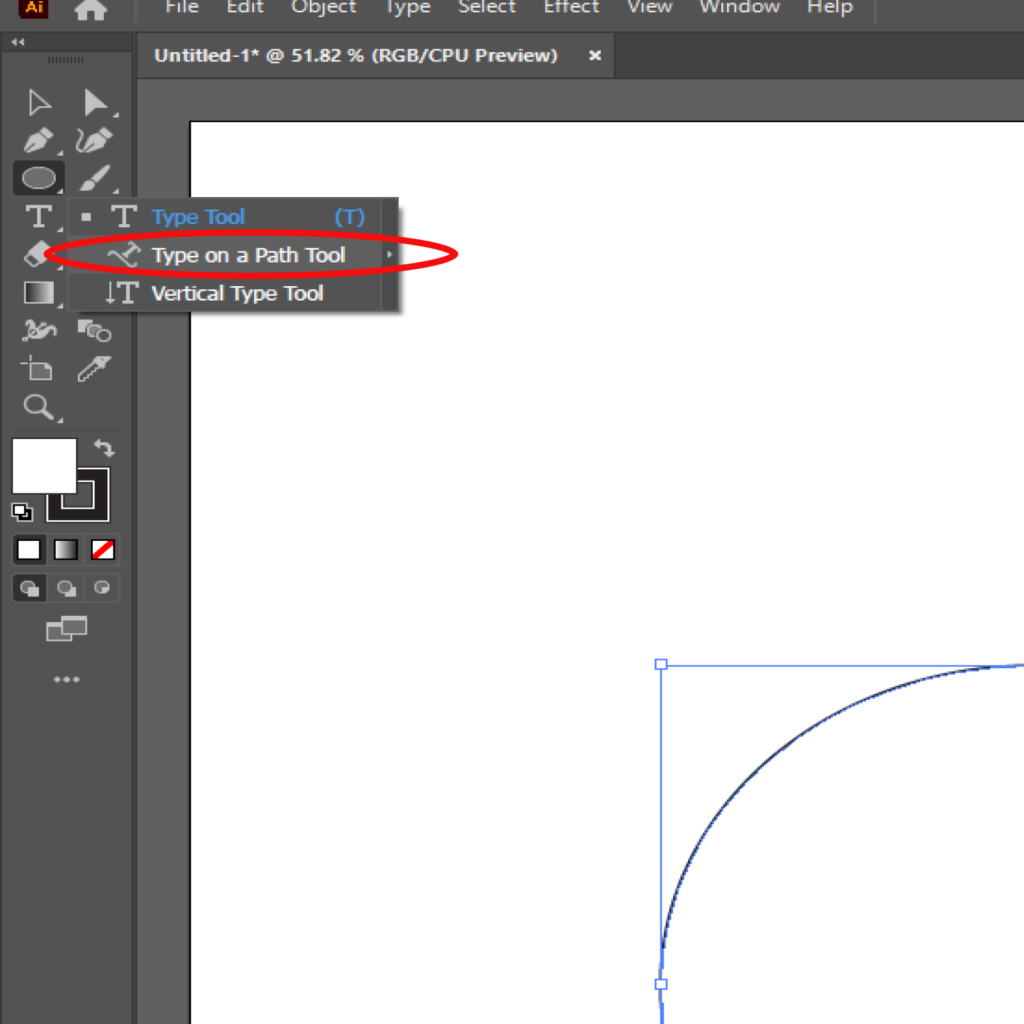 Type on a path tool