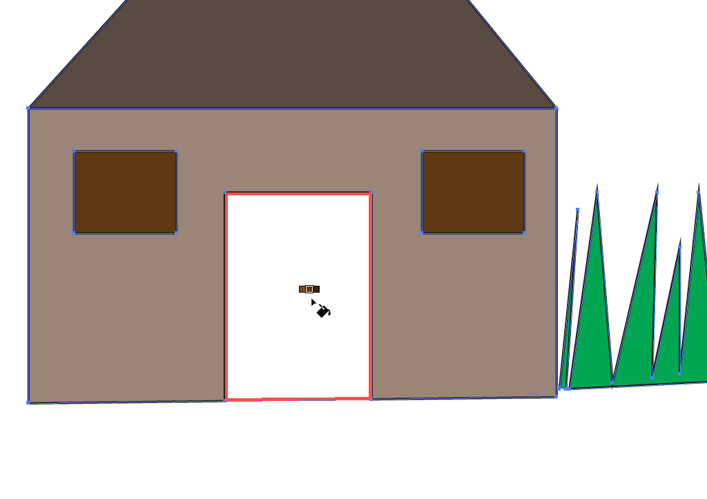 House illustration that has had some color added with the live paint bucket tool