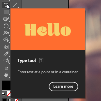 Type Tool in Adobe Illustrator