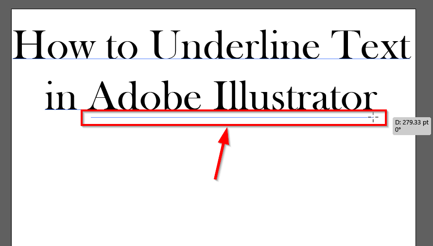 Text underlined with the line segment