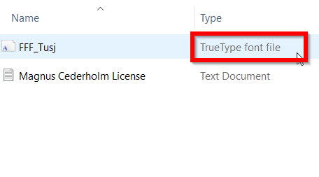 True Type font file