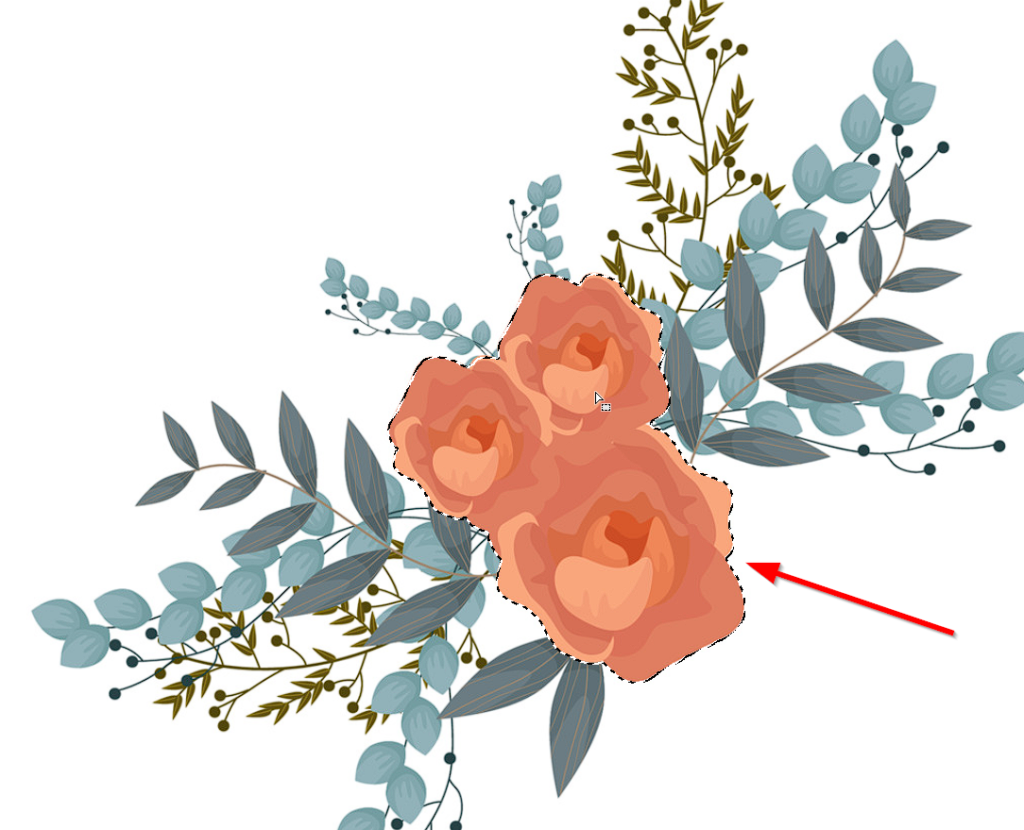 Floral illustration with color changed to orange