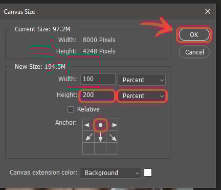 Setting the height to 200%