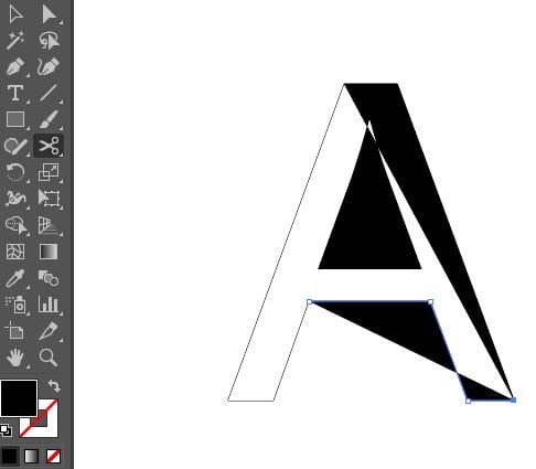 Letter A cut with the Scissors tool