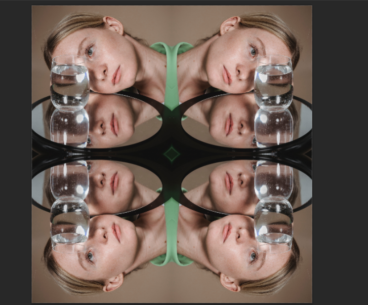 Finished image mirrored vertically and horizontally