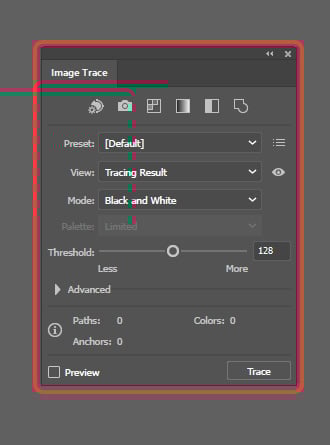 Image trace panel