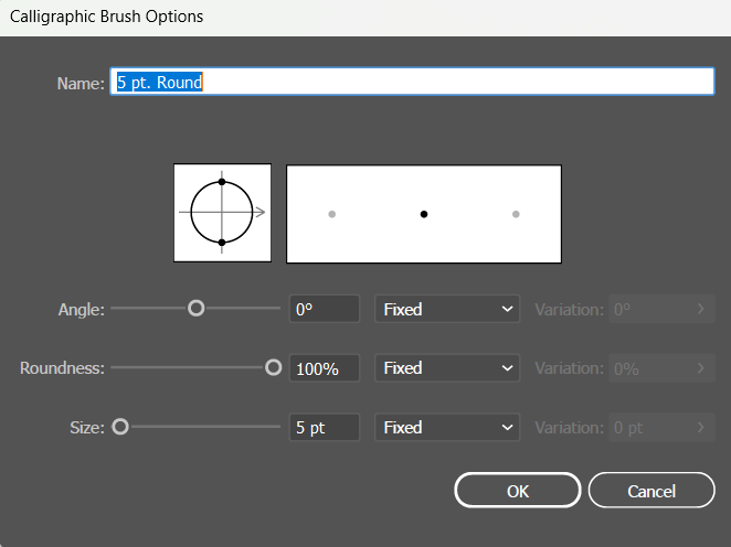 Calligraphic brush options