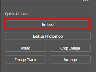 Choosing embed from the quick actions