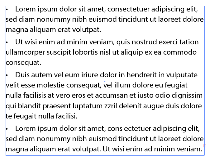 Text with 4 bullet points added