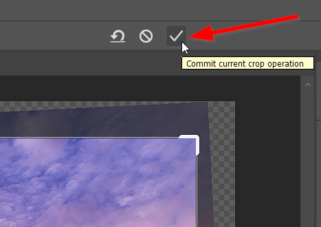 Clicking the checkmark to complete the action