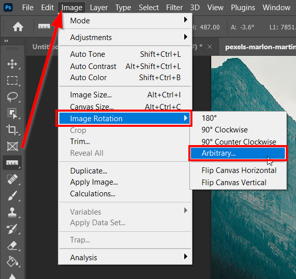 Selecting arbitrary image rotation
