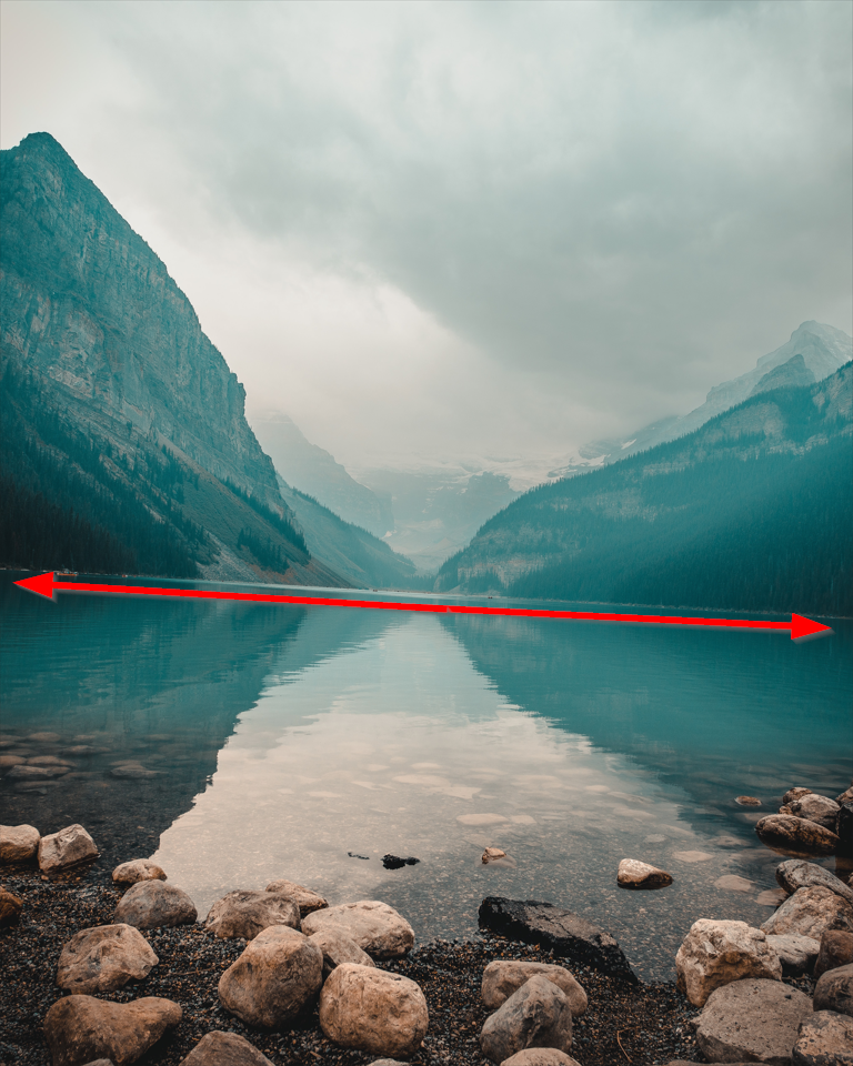 Photo of Lake Louise with a crooked horizon.