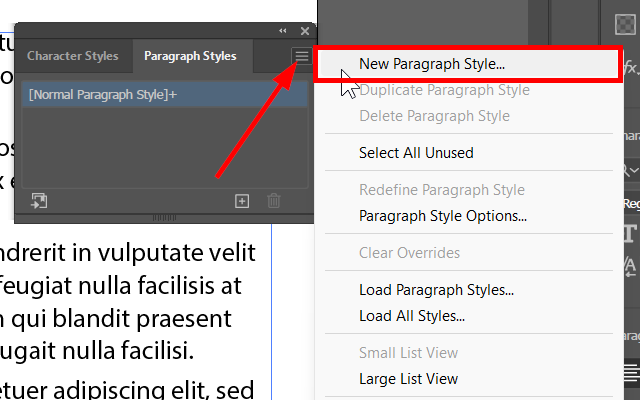 Setting new paragraph styles